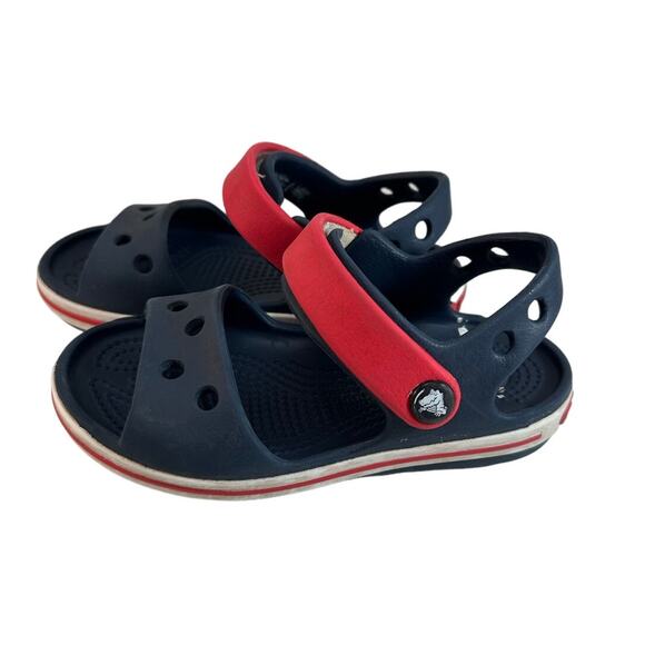 Kids crocs sandals blue red white size 8 Preowned - Picture 2 of 5